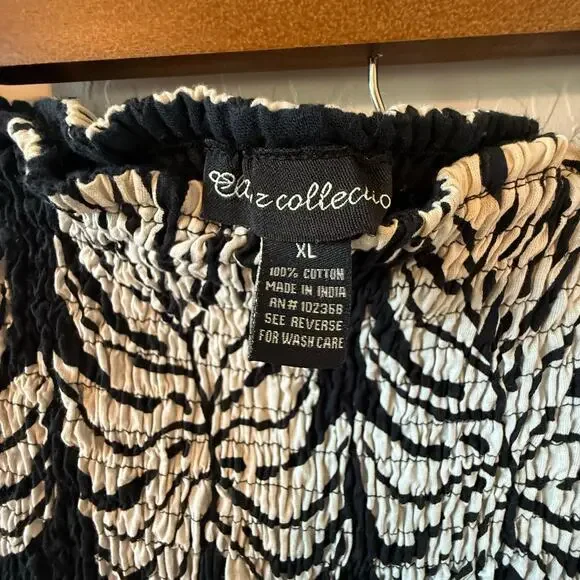 Club Z Collection Dress Women’s Size XL Black and Tan Monstera Midi Strapless - Picture 3 of 3